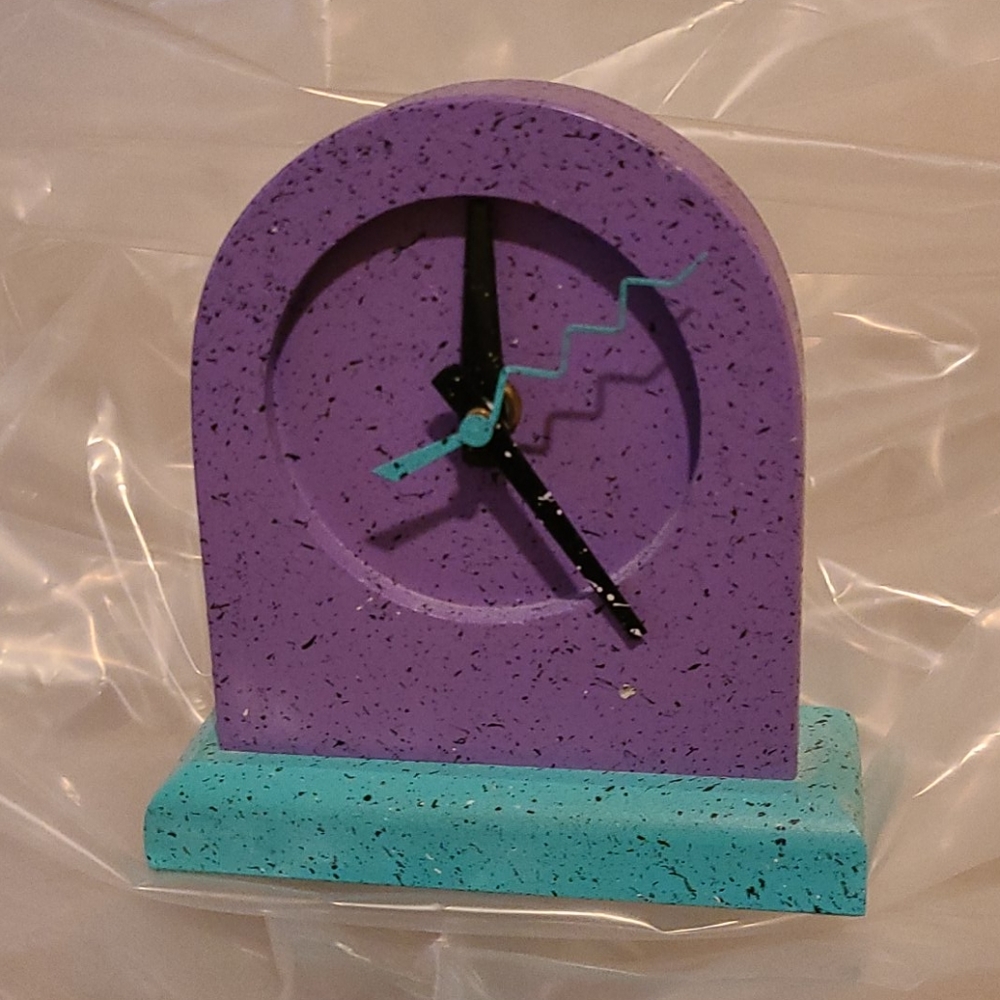 HAND CRAFTED DESK CLOCK PURPLE AND TURQUOISE